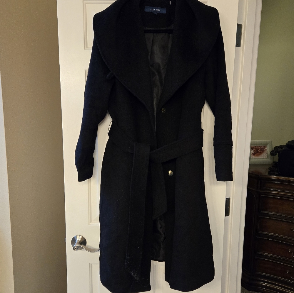 Cole Haan Wool Blend Belted Coat